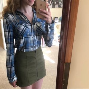 Blue Checked Soft Buttondown Collared Shirt